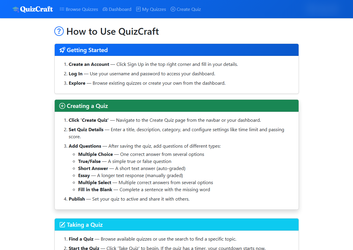 Help and documentation