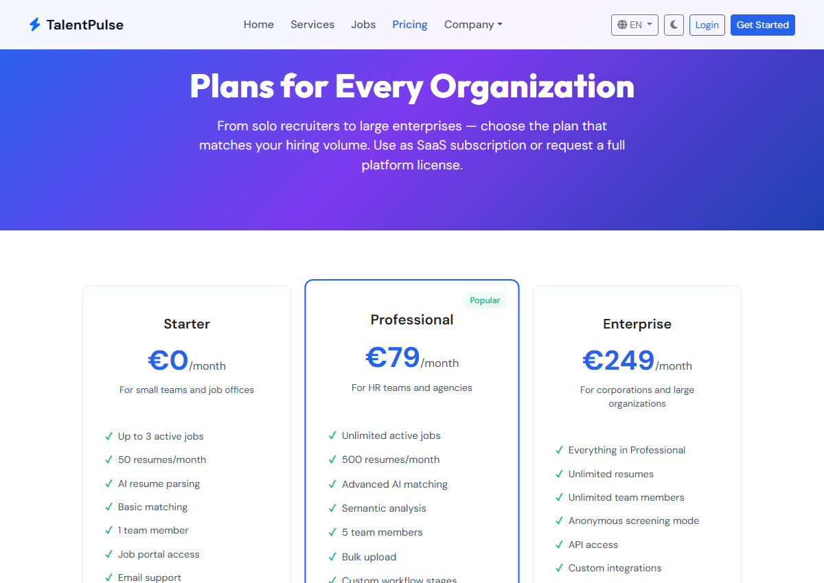 Pricing - Subscription plans and features
