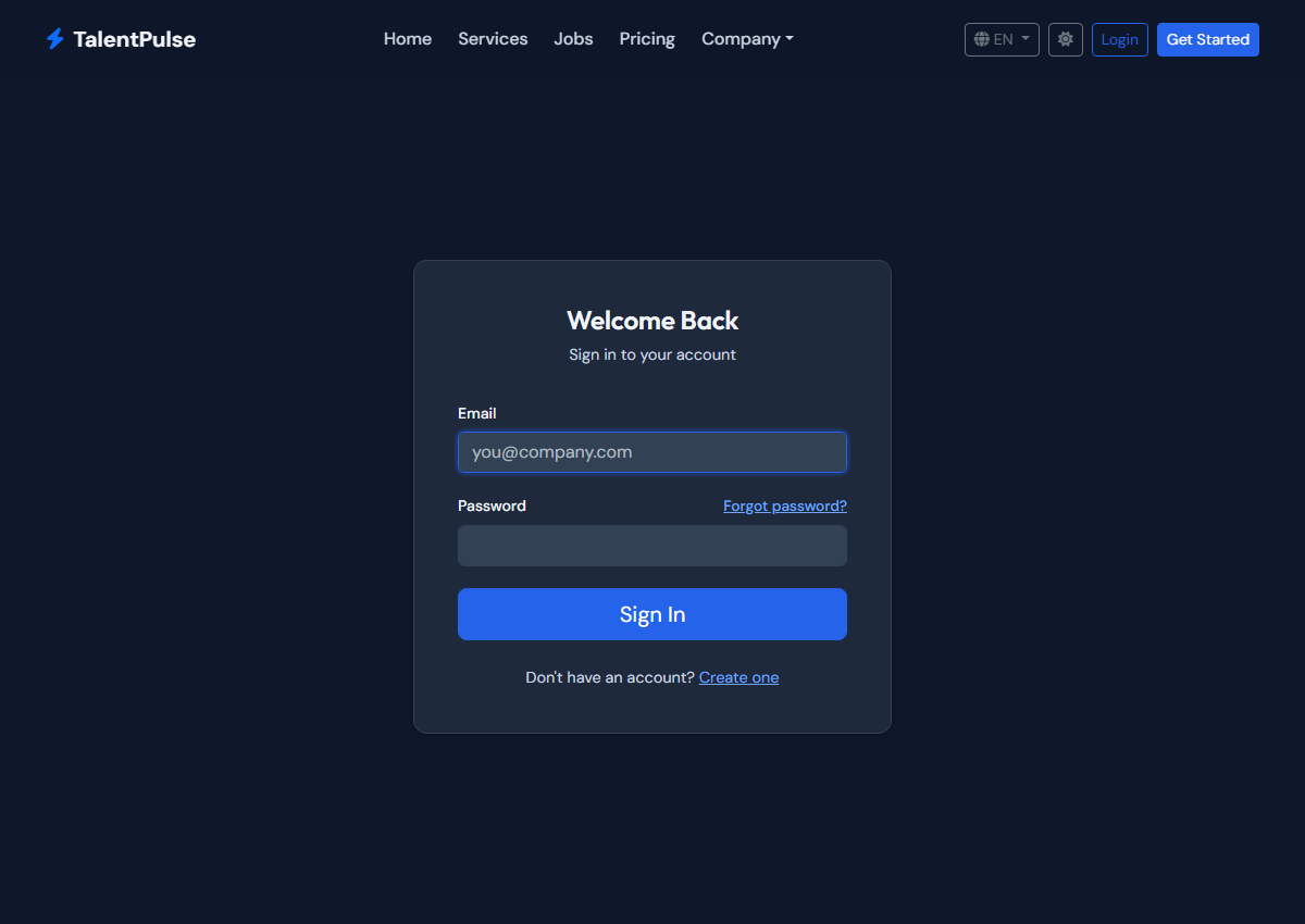 Login - Secure authentication with dark theme